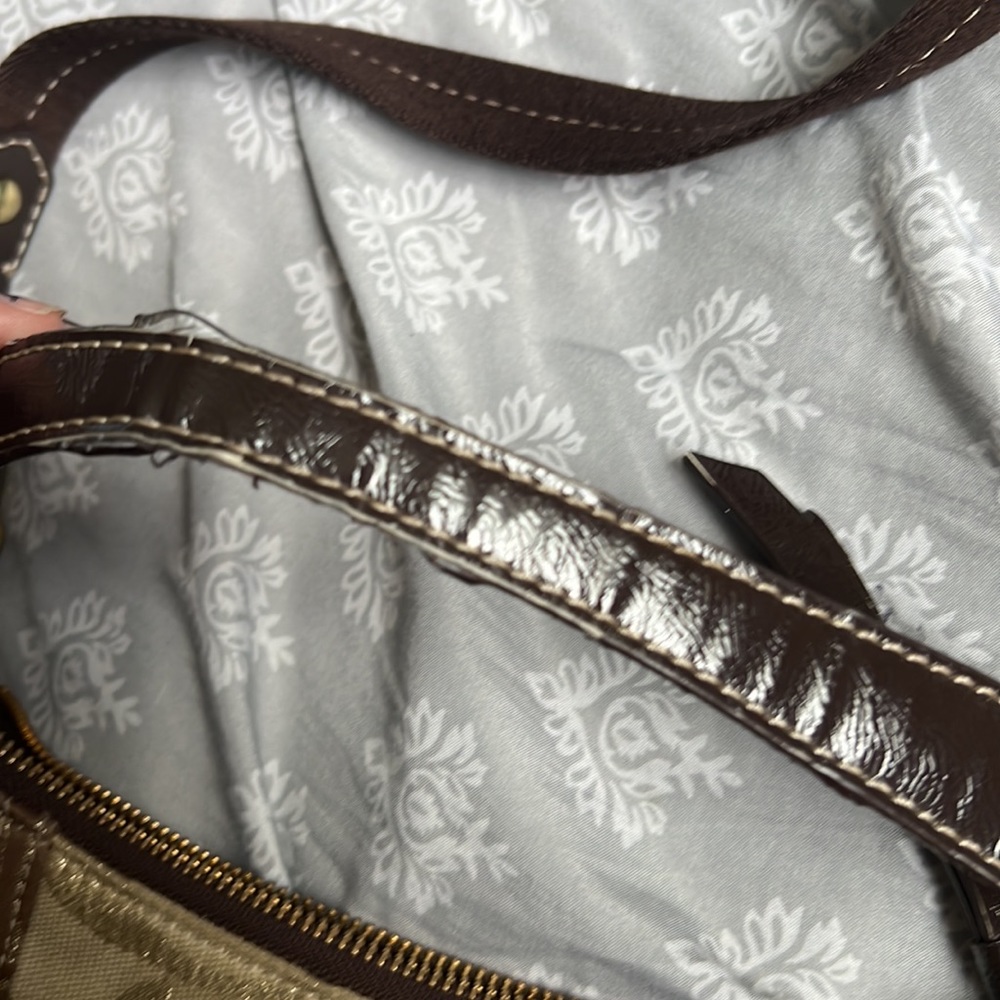 Brown/gold patchwork Coach shoulder bag purse - Picture 7 of 8